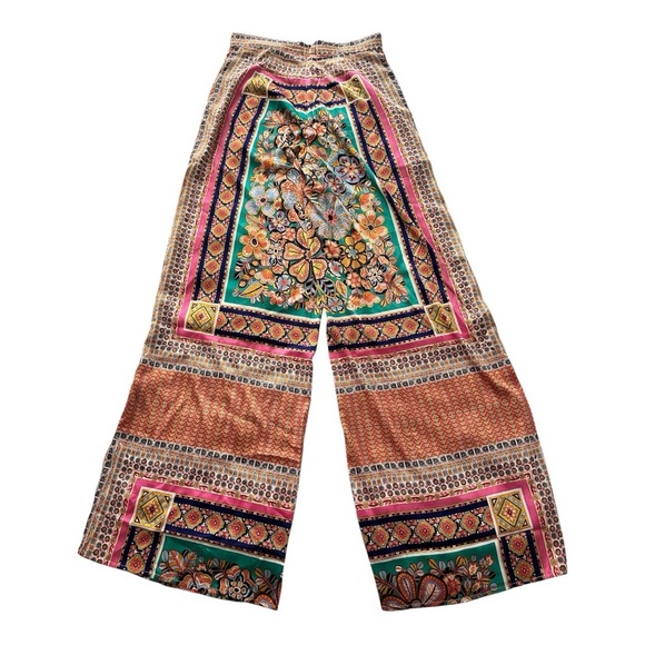 Fate NWT Boho Floral Scarf Print Wide-Leg Side Slit Palazzo Pants Women’s S - Picture 7 of 10